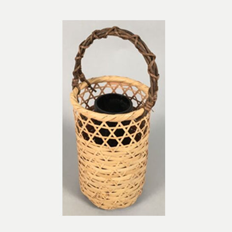 Japanese Bamboo Basket Vtg Flower Vase