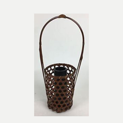 Japanese Bamboo Basket Vtg Flower Vase